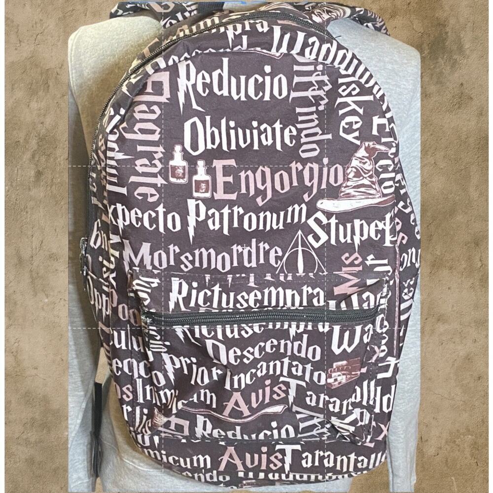 Harry Potter Spell Print Backpack Wizarding World Deathly Hallows Bag